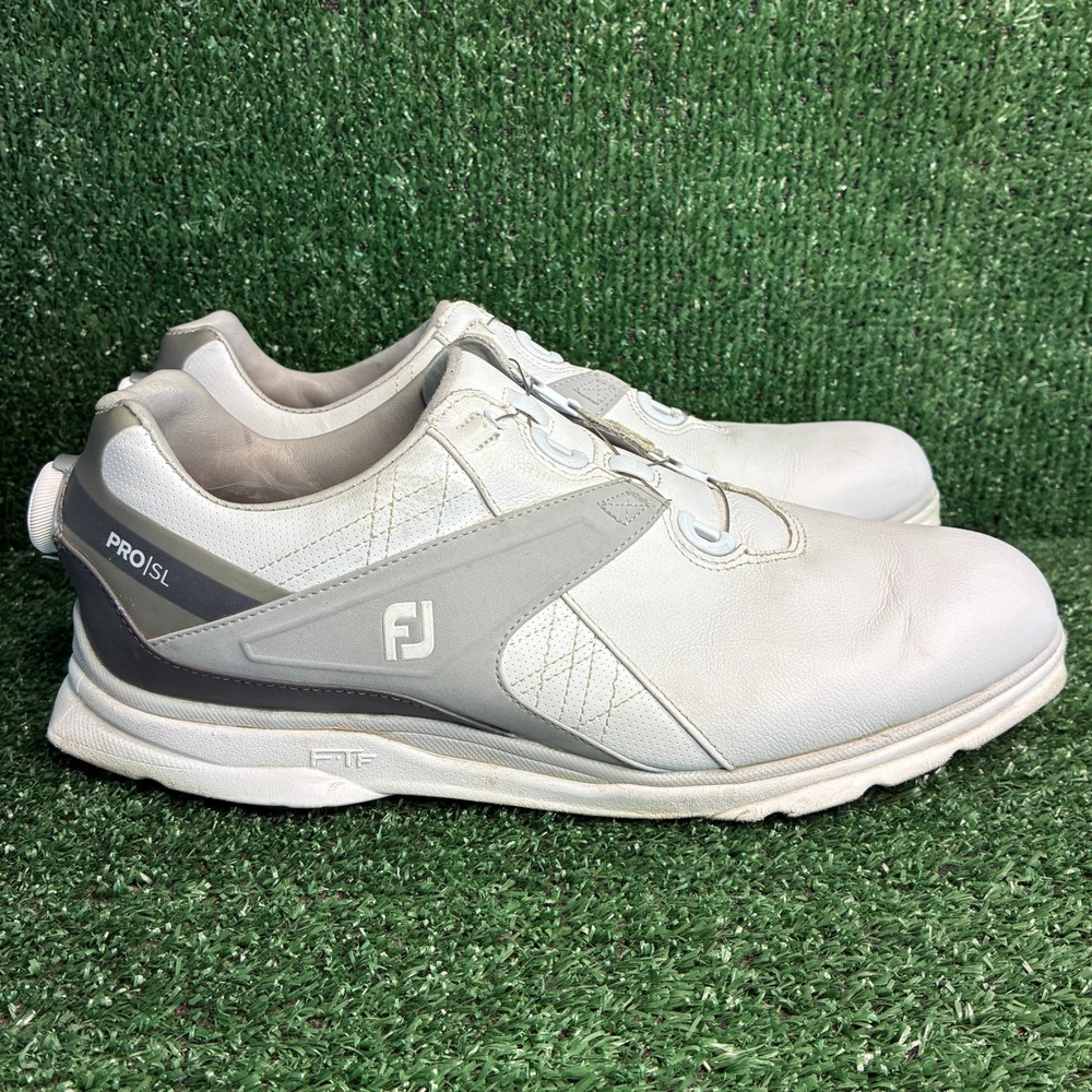 FootJoy Pro SL BOA Spikeless Leather Performance Golf Shoes White Mens 11 Wide